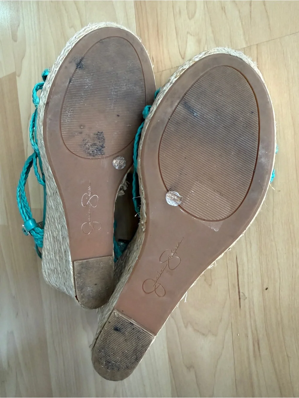 Jessica Simpson - Turquoise Braided Espadrille Wedge Sandals